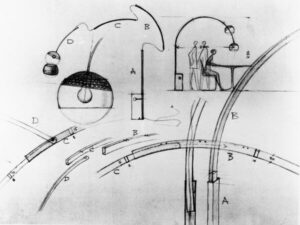 Boceto original de Castiglioni para Flos