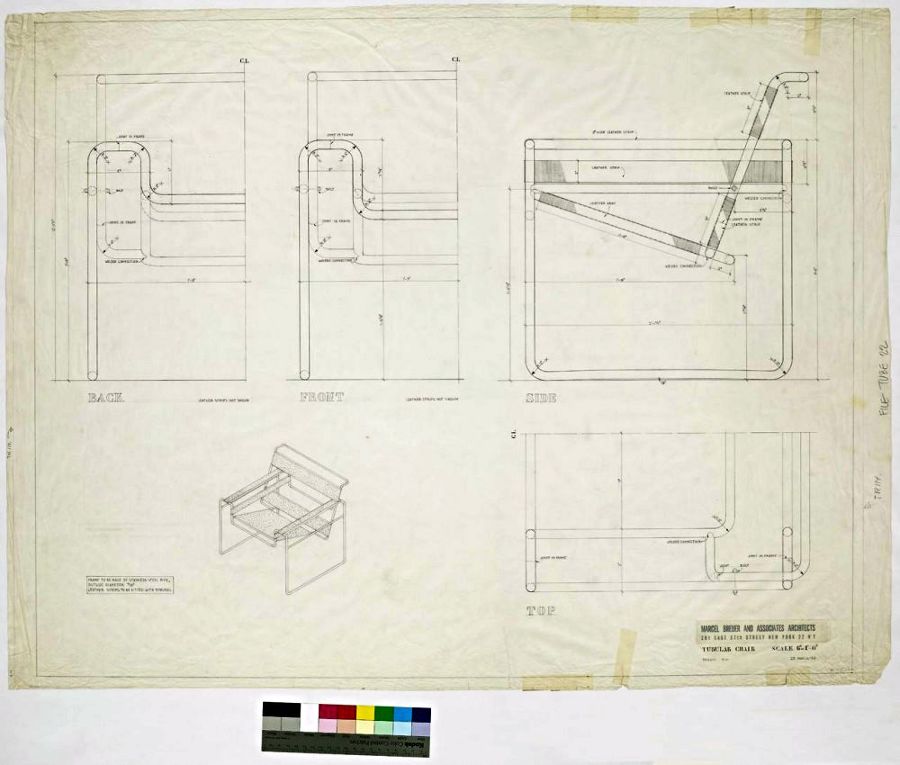 Boceto técnico de la silla